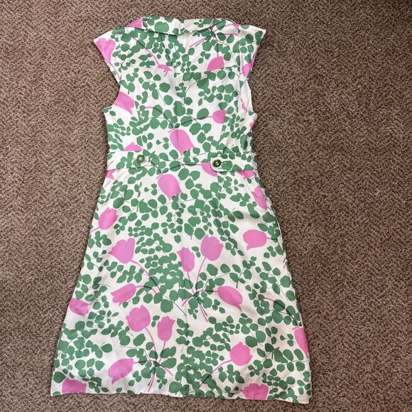 Anthropology Moulinette Soeurs Women's Silk Green Pink Floral Print Dress Sze 4 - Picture 5 of 11